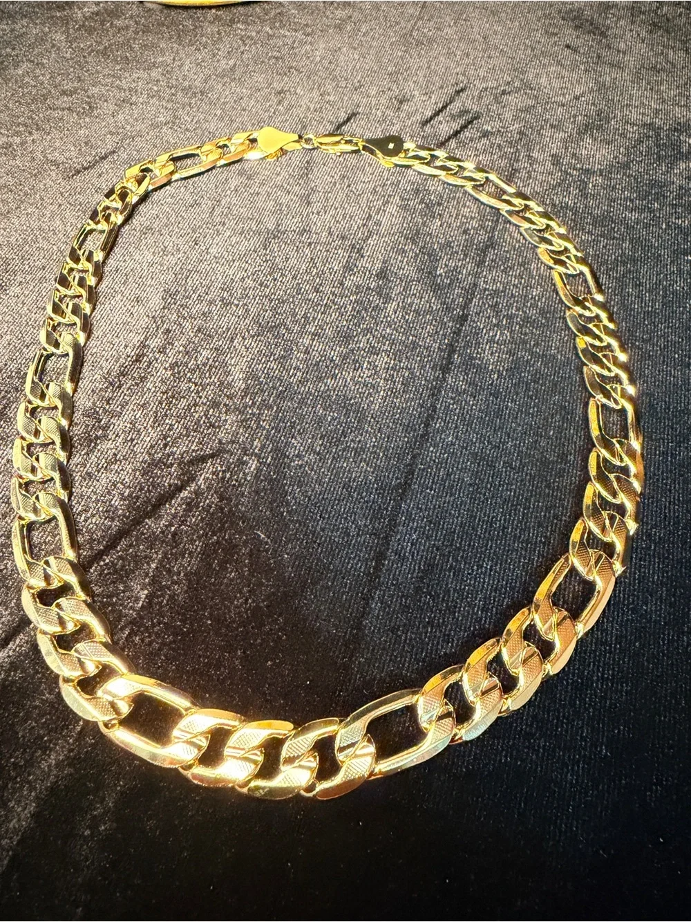 Diamond Cut Figaro 20in 12MM 14K Stamped Gold Filled Necklace BRAND NEW